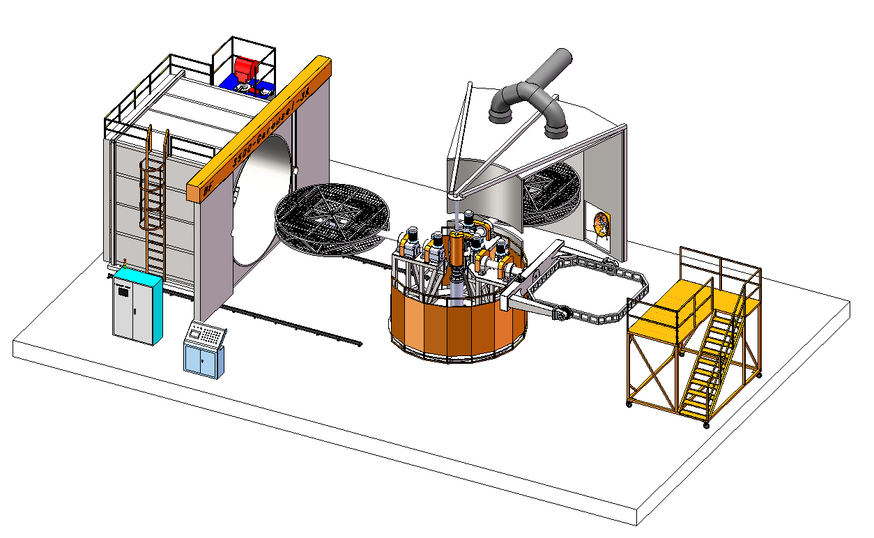 Máquina automática de rotomoldeo de carrusel para depósito de combustible